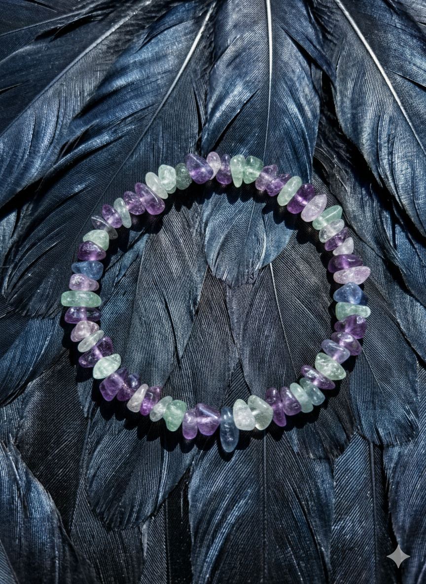 Rainbow Fluorite tiny chip bracelet