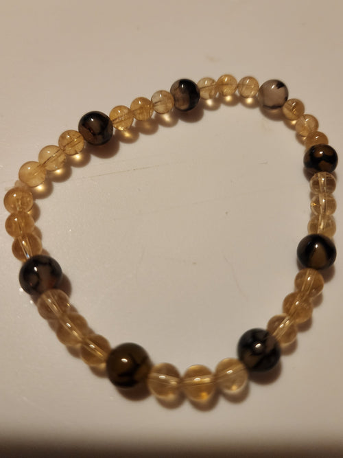 Citrine and Dragon scale agate crystal stone bracelet