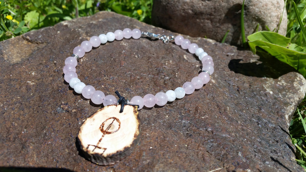 Love Symbol Rose quartz and Blue Moonstone bracelet