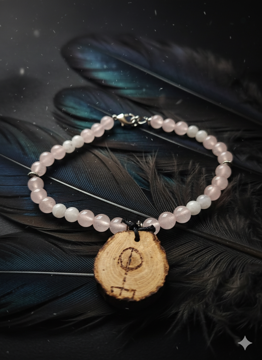 Love Symbol Rose quartz and Blue Moonstone bracelet