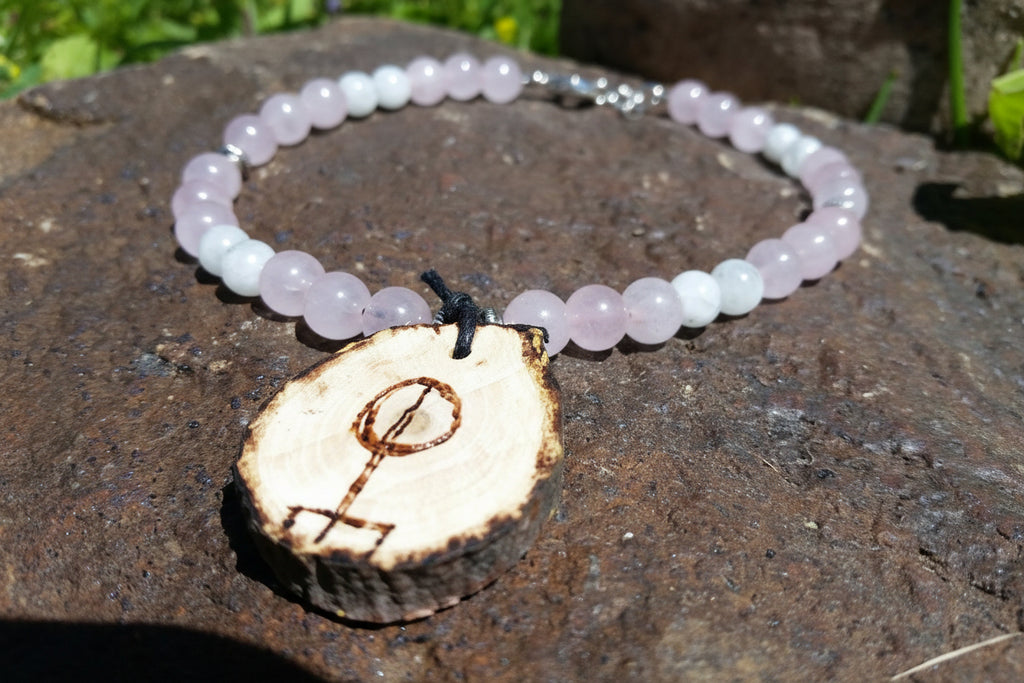 Love Symbol Rose quartz and Blue Moonstone bracelet
